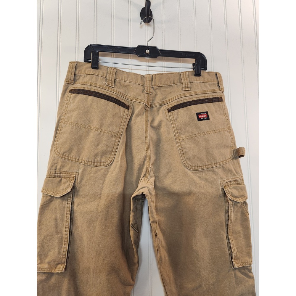 Wrangler Workwear Mens Cargo Canvas Pants Tan Ripstop Reinforced Knee 36x32 - Picture 8 of 15